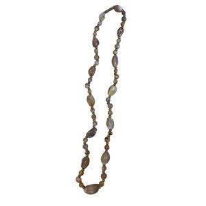 Vintage Agate Bead Necklace With Barrel Clasp